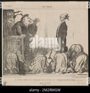 L'Envoyé américain Obtenant une Audience Honoré Daumier (1808-1879). Lithografien Stockfoto