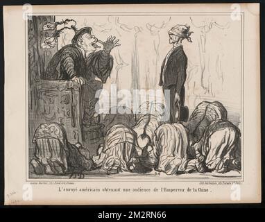 L'Envoyé américain Obtenant une Audience Honoré Daumier (1808-1879). Lithografien Stockfoto