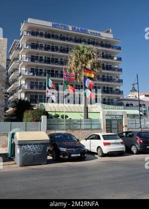 Hotel Isabel in Torremolinos, Provinz Málaga, Spanien. Stockfoto
