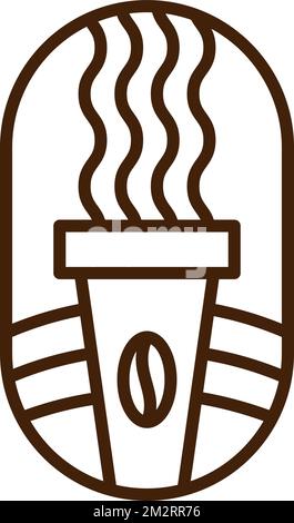 Vector Tasse Kaffeebohne für Cafe oder Geschäfte. Runde Logo Organic Design Tag Emblem linearen Stil. Abstraktes Vintage-Symbol für Kaffeepause-Design Stock Vektor
