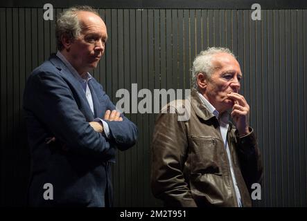 Belgian directors Luc and Jean-Pierre Dardenne pictured during a press conference regarding the presence of Belgian French-speaking cinema in Cannes festival, organised by the center of cinema and audio-visual in Federation Wallonie-Bruxelles, in Brussels, Tuesday 23 April 2019. BELGA PHOTO BENOIT DOPPAGNE Stock Photo