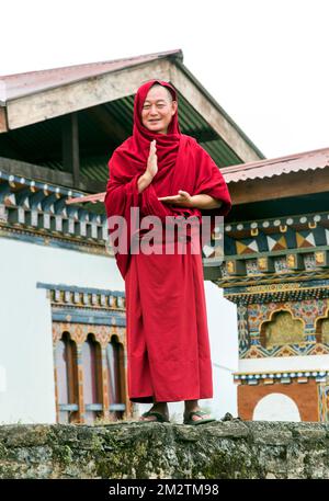 Mönch im buddhistischen Institut Nalanda und Kloster Bhutan Stockfoto