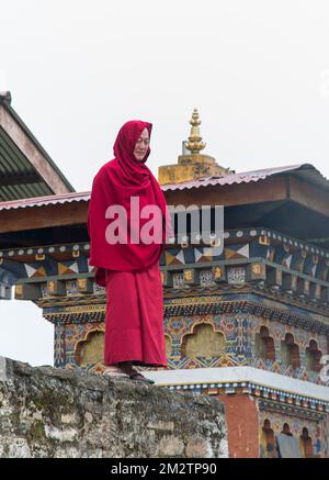 Mönch im buddhistischen Institut Nalanda und Kloster Bhutan Stockfoto