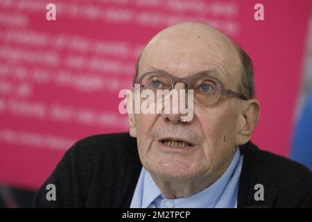 UNICEF Belgien Präsident Eddy Boutmans auf einer Pressekonferenz von UNICEF Belgien zum Interimsdirektor Sintobin am Montag, den 13. Mai 2019, in Brüssel. Sintobin wurde gebeten, zurückzutreten, nachdem er mit einer Bundesuntersuchung in Verbindung gebracht wurde, die gegen Adoptionsbetrug von gemeinnützigen Unternehmen Hacer Puente durchgeführt wurde, wo er zuvor die Finanzabteilung leitete. BELGA FOTO THIERRY ROGE Stockfoto