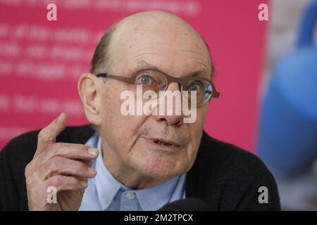 UNICEF Belgien Präsident Eddy Boutmans auf einer Pressekonferenz von UNICEF Belgien zum Interimsdirektor Sintobin am Montag, den 13. Mai 2019, in Brüssel. Sintobin wurde gebeten, zurückzutreten, nachdem er mit einer Bundesuntersuchung in Verbindung gebracht wurde, die gegen Adoptionsbetrug von gemeinnützigen Unternehmen Hacer Puente durchgeführt wurde, wo er zuvor die Finanzabteilung leitete. BELGA FOTO THIERRY ROGE Stockfoto