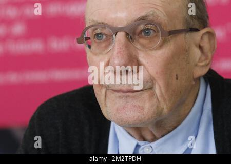 UNICEF Belgien Präsident Eddy Boutmans auf einer Pressekonferenz von UNICEF Belgien zum Interimsdirektor Sintobin am Montag, den 13. Mai 2019, in Brüssel. Sintobin wurde gebeten, zurückzutreten, nachdem er mit einer Bundesuntersuchung in Verbindung gebracht wurde, die gegen Adoptionsbetrug von gemeinnützigen Unternehmen Hacer Puente durchgeführt wurde, wo er zuvor die Finanzabteilung leitete. BELGA FOTO THIERRY ROGE Stockfoto