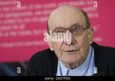 UNICEF Belgien Präsident Eddy Boutmans auf einer Pressekonferenz von UNICEF Belgien zum Interimsdirektor Sintobin am Montag, den 13. Mai 2019, in Brüssel. Sintobin wurde gebeten, zurückzutreten, nachdem er mit einer Bundesuntersuchung in Verbindung gebracht wurde, die gegen Adoptionsbetrug von gemeinnützigen Unternehmen Hacer Puente durchgeführt wurde, wo er zuvor die Finanzabteilung leitete. BELGA FOTO THIERRY ROGE Stockfoto