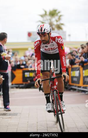 Belgischer Thomas De Gendt von Lotto Soudal, abgebildet in der achten Etappe des Radrennen Giro D'Italia 101., 239km vom Tortoreto Lido nach Pesaro, Italien, Samstag, 18. Mai 2019. BELGA FOTO YUZURU SUNADA FRANCE RAUS Stockfoto