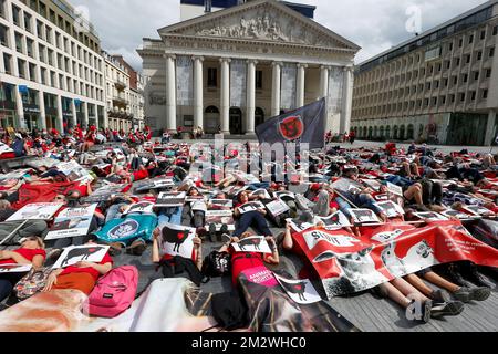 Abbildung zeigt einen märz für die Schließung der Schlachthöfe in Brüssel, Sonntag, den 16. Juni 2019. BELGA FOTO NICOLAS MAETERLINCK Stockfoto