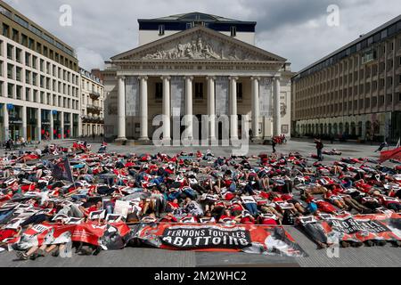 Abbildung zeigt einen märz für die Schließung der Schlachthöfe in Brüssel, Sonntag, den 16. Juni 2019. BELGA FOTO NICOLAS MAETERLINCK Stockfoto