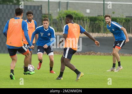 KAA Gents Alessio Castro-Montes wurde während eines Trainings der belgischen Fußballmannschaft KAA Gent am Donnerstag, den 20. Juni 2019 in Gent zur Vorbereitung der kommenden Saison der Jupiler Pro League 2019-2020 gezeigt. BELGA FOTO JAMES ARTHUR GEKIERE Stockfoto