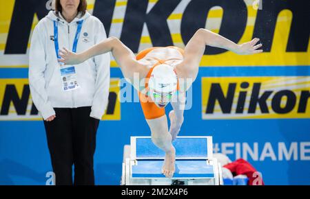 Melbourne, Australia. 14th Dec, 2022. Zhang Yufei of China competes during the women's 50m butterfly final at the 16th FINA World Swimming Championships (25m) 2022, in Melbourne, Australia, Dec. 14, 2022. Credit: Hu Jingchen/Xinhua/Alamy Live News Stock Photo