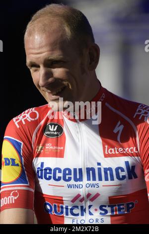 Dänischer Michael Morkov von Deceuninck - Quick-Step während der Teampräsentation auf dem Grand Place - Grote Markt in Brüssel für die 106.. Ausgabe des Radrennen Tour de France, Donnerstag, den 04. Juli 2019. Die diesjährige Tour de France beginnt in Brüssel und findet vom 6.. Juli bis 28.. Juli statt. BELGA FOTO YORICK JANSENS Stockfoto