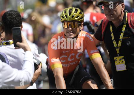 Belgischer Serge Pauwels vom CCC-Team zu Beginn der ersten Etappe des Radrennens Tour de France 106., 194,5km km von und nach Brüssel, Belgien, Samstag, den 06. Juli 2019. Die diesjährige Tour de France beginnt in Brüssel und findet vom 6.. Juli bis 28.. Juli statt. BELGA FOTO YORICK JANSENS Stockfoto