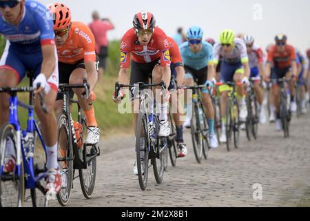 Dänischer Michael Morkov von Deceuninck – Quick-Step in Aktion während der ersten Etappe des Radrennens Tour de France 106., 194,5km km von und nach Brüssel, Belgien, Samstag, 06. Juli 2019. Die diesjährige Tour de France beginnt in Brüssel und findet vom 6.. Juli bis 28.. Juli statt. BELGA FOTO YORICK JANSENS Stockfoto