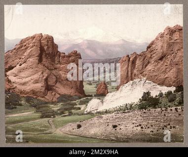 USA Pike's Peak und Gateway, Garden of the Gods, Colorado Photochrom, Photochrome Stockfoto