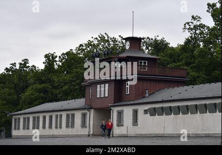 Abbildung zeigt einen Besuch des konzentrationslagers Buchenwald in der Nähe von Weimar am Dienstag, den 09. Juli 2019. Der König und die Königin sind auf einem zweitägigen Besuch in Deutschland und den Bundesstaaten Thüringen (Thüringen - Thüringen) und Sachsen-Anhalt (Sachsen-Anhalt - Sachsen-Anhalt - Sachsen-Anhalt - Sachsen-Anhalt). BELGA FOTO ERIC LALMAND Stockfoto