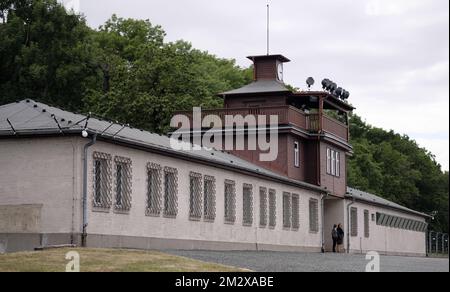 Abbildung zeigt einen Besuch des konzentrationslagers Buchenwald in der Nähe von Weimar am Dienstag, den 09. Juli 2019. Der König und die Königin sind auf einem zweitägigen Besuch in Deutschland und den Bundesstaaten Thüringen (Thüringen - Thüringen) und Sachsen-Anhalt (Sachsen-Anhalt - Sachsen-Anhalt - Sachsen-Anhalt - Sachsen-Anhalt). BELGA FOTO ERIC LALMAND Stockfoto