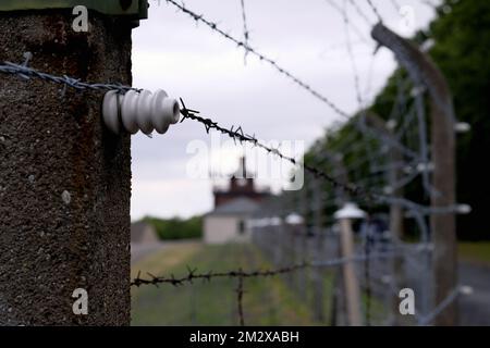 Abbildung zeigt einen Besuch des konzentrationslagers Buchenwald in der Nähe von Weimar am Dienstag, den 09. Juli 2019. Der König und die Königin sind auf einem zweitägigen Besuch in Deutschland und den Bundesstaaten Thüringen (Thüringen - Thüringen) und Sachsen-Anhalt (Sachsen-Anhalt - Sachsen-Anhalt - Sachsen-Anhalt - Sachsen-Anhalt). BELGA FOTO ERIC LALMAND Stockfoto