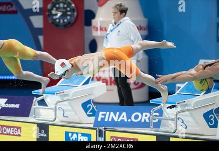 Melbourne, Australia. 14th Dec, 2022. Zhang Ke of China competes during the women's 800m freestyle final at the 16th FINA World Swimming Championships (25m) 2022, in Melbourne, Australia, Dec. 14, 2022. Credit: Hu Jingchen/Xinhua/Alamy Live News Stock Photo