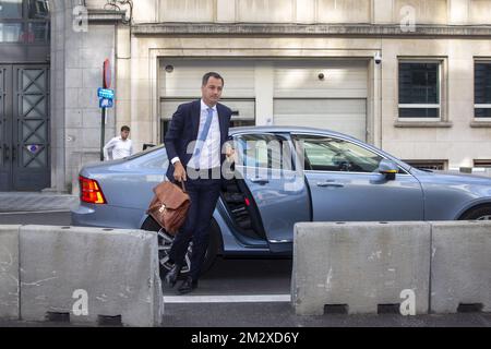 Der Minister für Zusammenarbeit, Entwicklung der Digitalen Agenda, Postdienste und Finanzen Alexander De Croo trifft am Freitag, den 12. Juli 2019, zu einer Tagung des ministerrates der Bundesregierung in Brüssel ein. BELGA FOTO HATIM KAGHAT Stockfoto