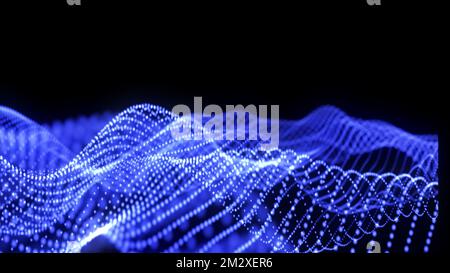 Blauer abstrakter Hintergrund. Equalizer für Musik, zeigt Schallwellen mit Musikwellen, Hintergrundequalizer. 3D-Rendering Stockfoto