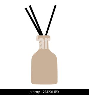 Wooden aroma sticks in a ceramic vase, home aromatherapy. Vector illustration Stock Vector