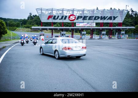 Die Abbildung zeigt die Rennstrecke „Fuji Speedway“ während der Vorbereitungen für die Olympiatestveranstaltung „Ready Steady Tokyo - Cycling“ am Sonntag, Freitag, den 19. Juli 2019 in Tokio. BELGA FOTO ROB WALKERS Stockfoto