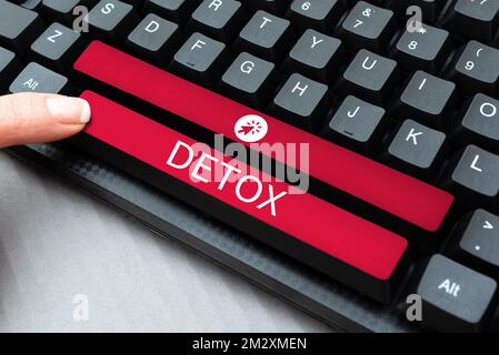 Text zeigt Inspiration Detox. Business Showcase Moment für Diät Ernährung Gesundheit Suchtbehandlung Cleanse Stockfoto