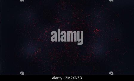 Rote Pulverexplosionswolke auf schwarzem Hintergrund. Frostbewegung von rot gefärbten Staubpartikeln, die spritzen Stockfoto