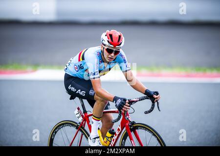 Belgische Kobe Goossens von Lotto Soudal in Aktion während des Olympiatests „Ready Steady Tokyo - Cycling“, einem eintägigen Radrennen (179km) vom Musashinonomori Park zum Fuji International Speedway, in Tokio, Sonntag, den 21. Juli 2019. BELGA FOTO ROB WALKERS Stockfoto