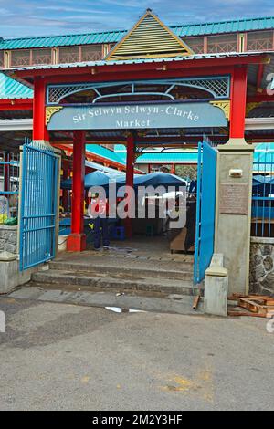 Eintritt zum Sir Selwyn Selwyn-Clarke Markt, Victoria, Mahe Island, Seychellen Stockfoto