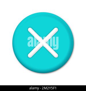 Wrong and failed decision, 3d error sign. Blue X cross icon isolated on white background. Simple mark. Circle shape NO button. Vector illustration eps Stock Vector