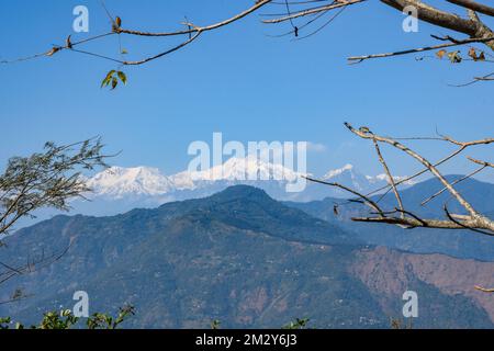 Der majestätische Blick auf den Kanchenjunga von Durpin dara-Kalimpong. Stockfoto