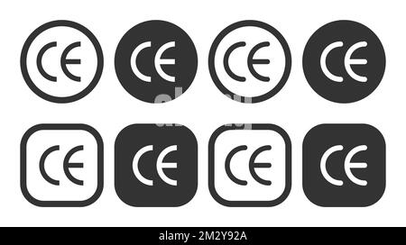 Satz CE-Zeichen für conformite europeenne, sauberes Etikettenprodukt, Informationsvektor-Zeichensymbol eps 10 Stock Vektor