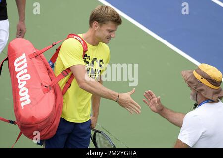 Der belgische David Goffin wurde vor einem Training im Vorfeld des US Open Grand Slam Tennis Turniers am Freitag, den 23. August 2019 in Flushing Meadow in New York City, USA, fotografiert. BELGA FOTO YORICK JANSENS Stockfoto