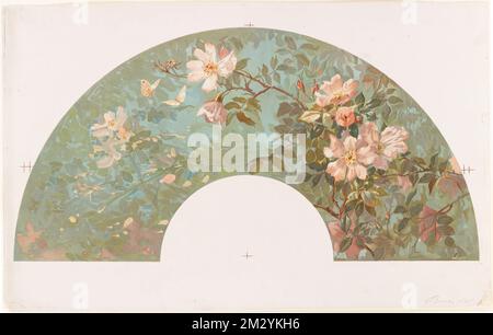 Flowers in a fan shape , Flowers, Fans Ephemera. Louis Prang & Company Collection Stock Photo