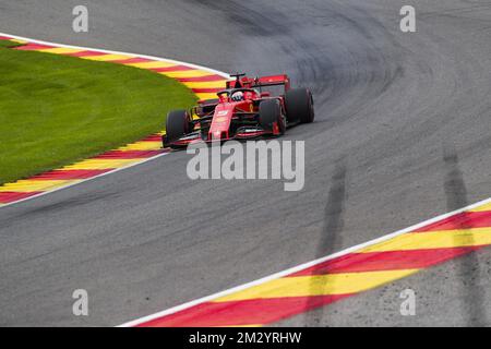 Ferraris deutscher Fahrer Sebastian Vettel wurde während des Spa-Francorchamps-Formel-1-Rennen von Belgien in Spa-Francorchamps am Sonntag, den 01. September 2019, fotografiert. BELGA FOTO NICOLAS LAMBERT Stockfoto