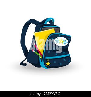 School backpack dark blue with space design Stock Vektor