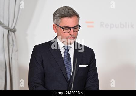 Wien, Österreich. 14. Dezember 2022. Ministerrat der Bundesregierung im Bundeskanzleramt mit Bundesfinanzminister Dr. Magnus Brunner (ÖVP) Stockfoto