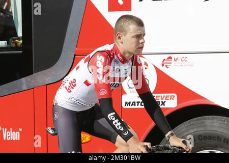 Belgischer Harm Vanhoucke von Lotto Soudal, abgebildet in Phase 17 der 2019. Ausgabe des Radrennen „Vuelta a Espana“, Tour of Spain, von Aranda de Duero nach Guadalajara (219,6 km), Mittwoch, 11. September 2019. BELGA FOTO YUZURU SUNADA - FRANKREICH RAUS Stockfoto