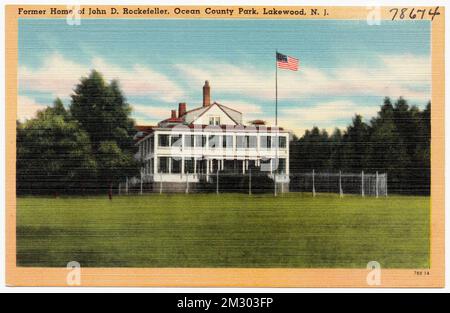 Ehemaliger Wohnsitz von John D. Rockefeller, Ocean County Park, Lakewood, N. J. Houses, Parks, Tichnor Brothers Collection, Postkarten der Vereinigten Staaten Stockfoto