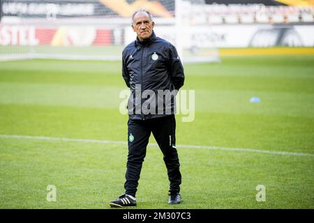 Der Cheftrainer von Saint-Etienne, Ghislain Printant, zeigte sich am Mittwoch, den 18. September 2019 in Gent während einer Schulung der französischen Mannschaft ALS Saint-Etienne. Morgen trifft Saint-Etienne den belgischen Fußballverein KAA Gent in der Gruppenphase der UEFA Europa League. BELGA FOTO JASPER JACOBS Stockfoto