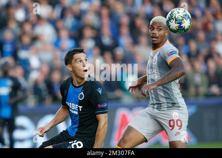 Federico Ricca des Clubs und Mario Rene Junior Lemina des Galatasaray kämpfen um den Ball während eines Spiels zwischen dem belgischen Fußballteam Club Brügge und dem türkischen Verein Galatasaray AS in Brügge, Mittwoch, den 18. September 2019, am ersten Tag der Gruppenphase der UEFA Champions League, In der Gruppe A. BELGA FOTO BRUNO FAHY Stockfoto