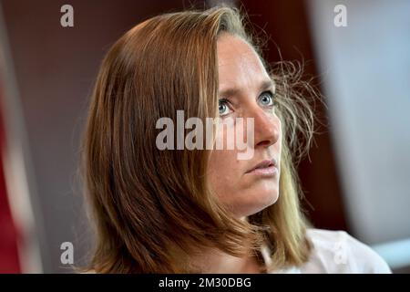 Die belgische Fanny Smets wurde auf einer Pressekonferenz vor Beginn der IAAF-Leichtathletik-Weltmeisterschaft in Doha, Katar, am Mittwoch, den 25. September 2019 aufgenommen. Die Welten finden vom 27. September bis zum 6. Oktober statt. BELGA FOTO DIRK WAEM Stockfoto