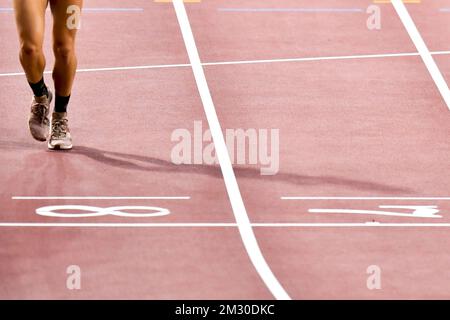 Abbildung zeigt die Vorbereitungen vor Beginn der IAAF-Leichtathletik-Weltmeisterschaft in Doha, Katar, Mittwoch, den 25. September 2019. Die Welten finden vom 27. September bis zum 6. Oktober statt. BELGA FOTO DIRK WAEM Stockfoto