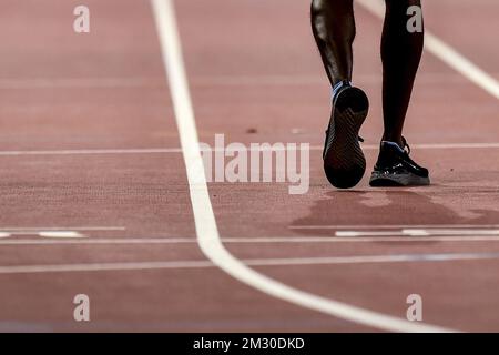 Abbildung zeigt die Vorbereitungen vor Beginn der IAAF-Leichtathletik-Weltmeisterschaft in Doha, Katar, Mittwoch, den 25. September 2019. Die Welten finden vom 27. September bis zum 6. Oktober statt. BELGA FOTO DIRK WAEM Stockfoto