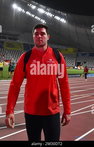 Der belgische Philip Milanov wurde bei den Vorbereitungen vor Beginn der IAAF-Leichtathletik-Weltmeisterschaft in Doha, Katar, am Mittwoch, den 25. September 2019, gefilmt. Die Welten finden vom 27. September bis zum 6. Oktober statt. BELGA FOTO DIRK WAEM Stockfoto