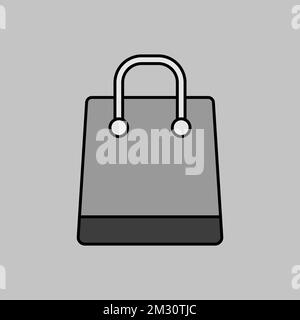 Shopping bag grayscale icon. E-commerce sign. Graph symbol for your web site design, logo, app, UI. Vector illustration, EPS10. Stock Vector