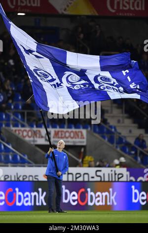 Beispielbild, aufgenommen während eines Fußballspiels zwischen RC Genk und Royal Excel Mouscron, Sonntag, den 06. Oktober 2019 in Genk, am 10. Tag der belgischen Fußballmeisterschaft „Jupiler Pro League“ von 2019 bis 2020. BELGA FOTO JOHAN EYCKENS Stockfoto